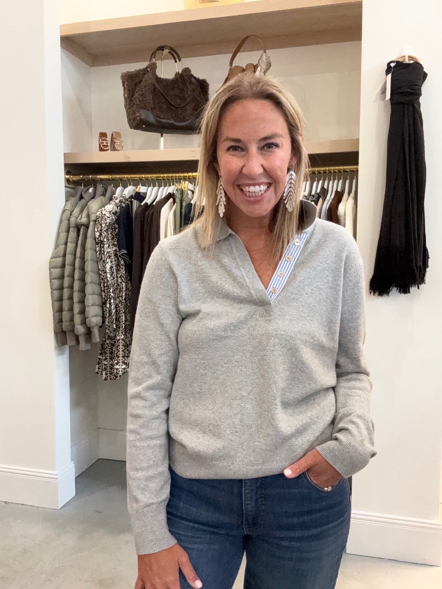 Josie Polo Sweater | Grey