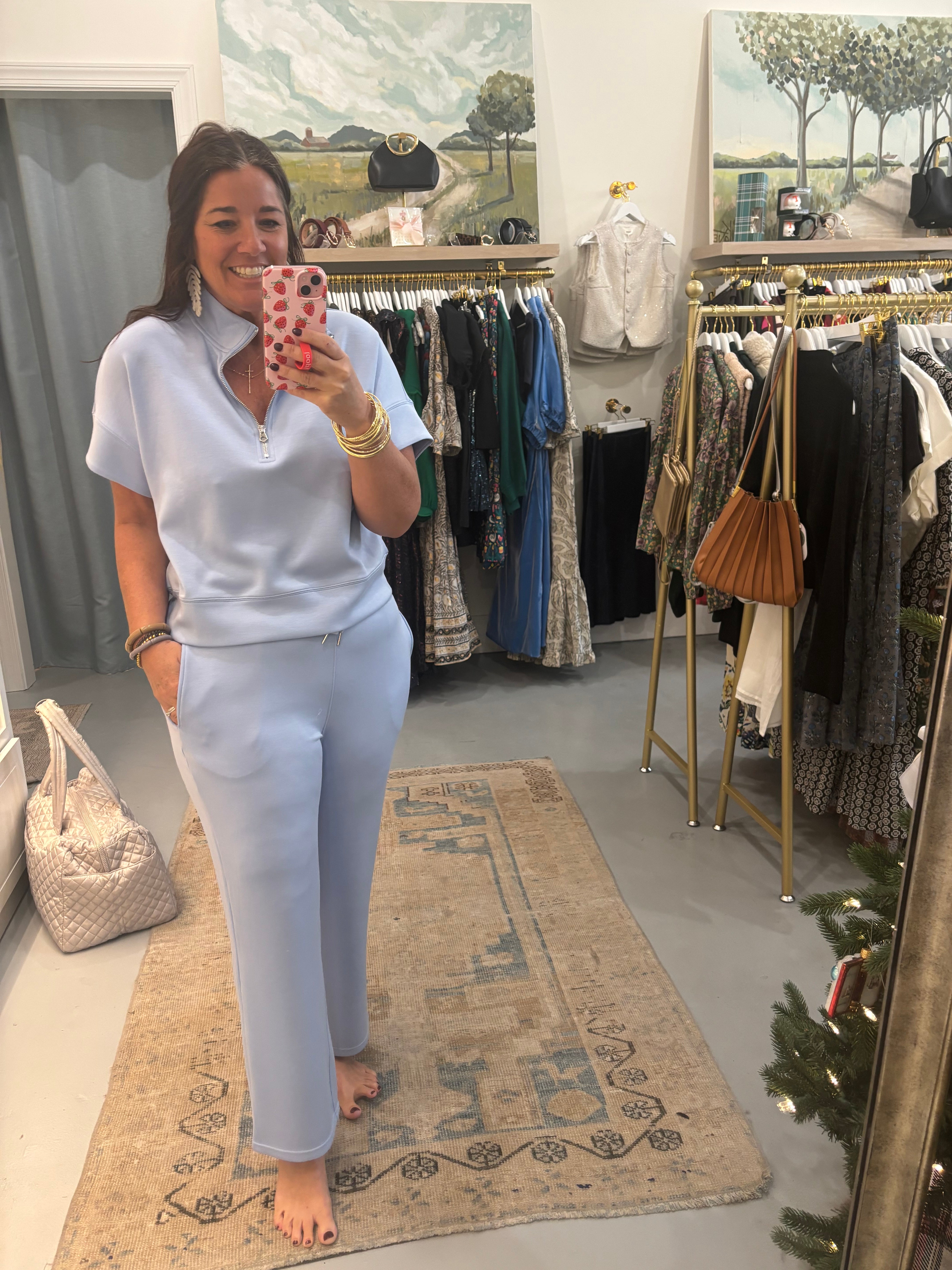 Comfort Zone Quarter Zip | Sky Blue