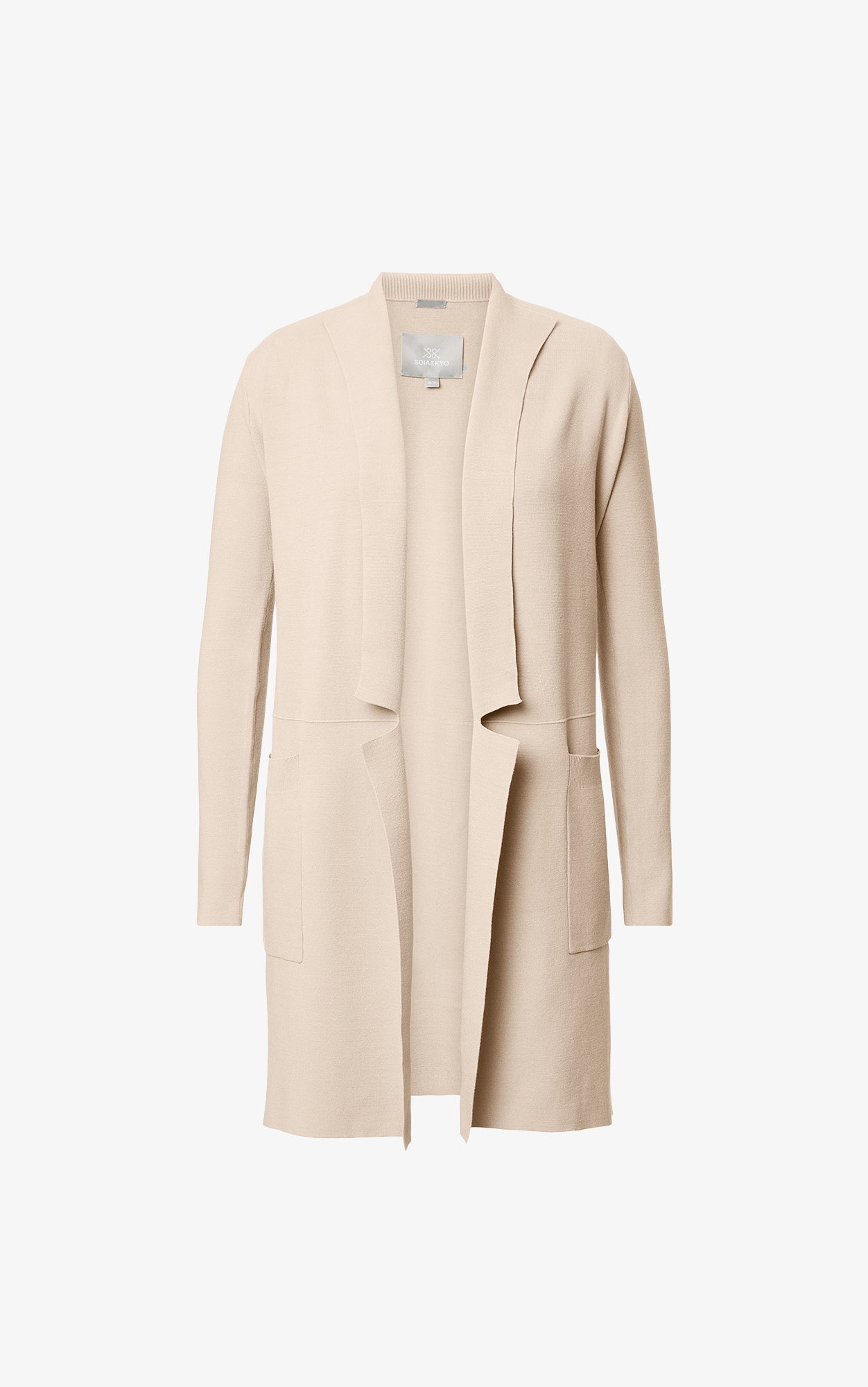 Soia & Kyo Benela cardigan in almond mist beige with open front and pockets