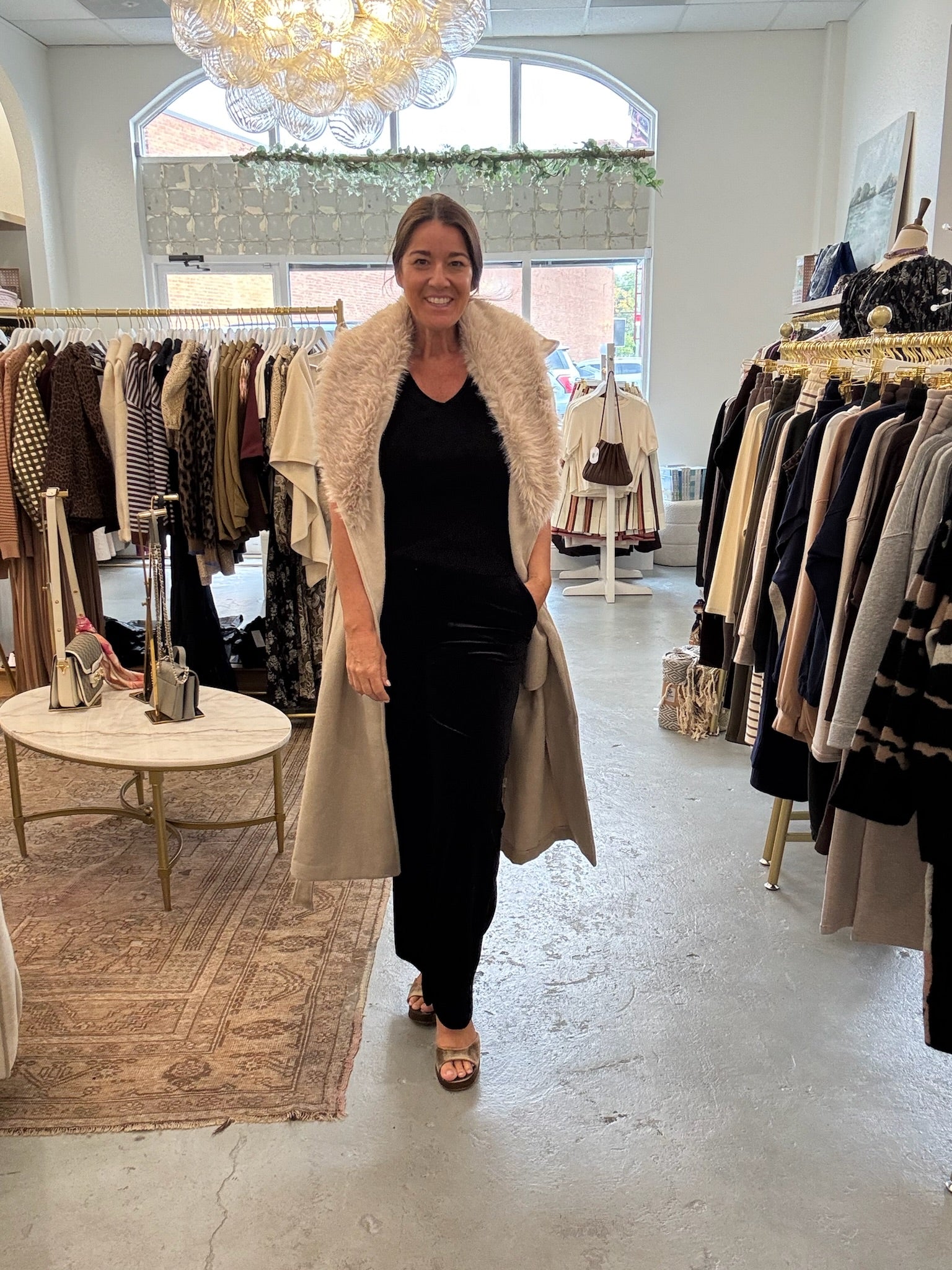 Carol Faux Fur Coat | Taupe