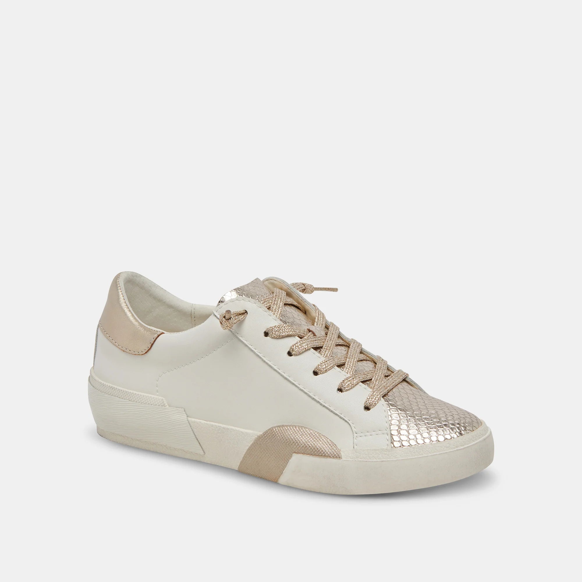 Zina Sneakers - White/Gold Leather