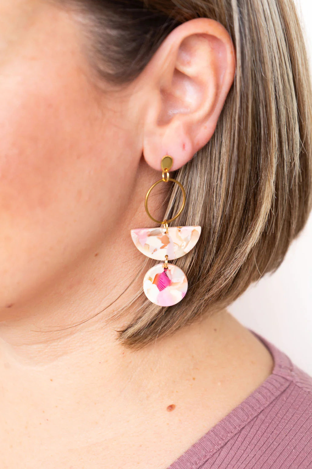 Wren Earrings Peachy Pink