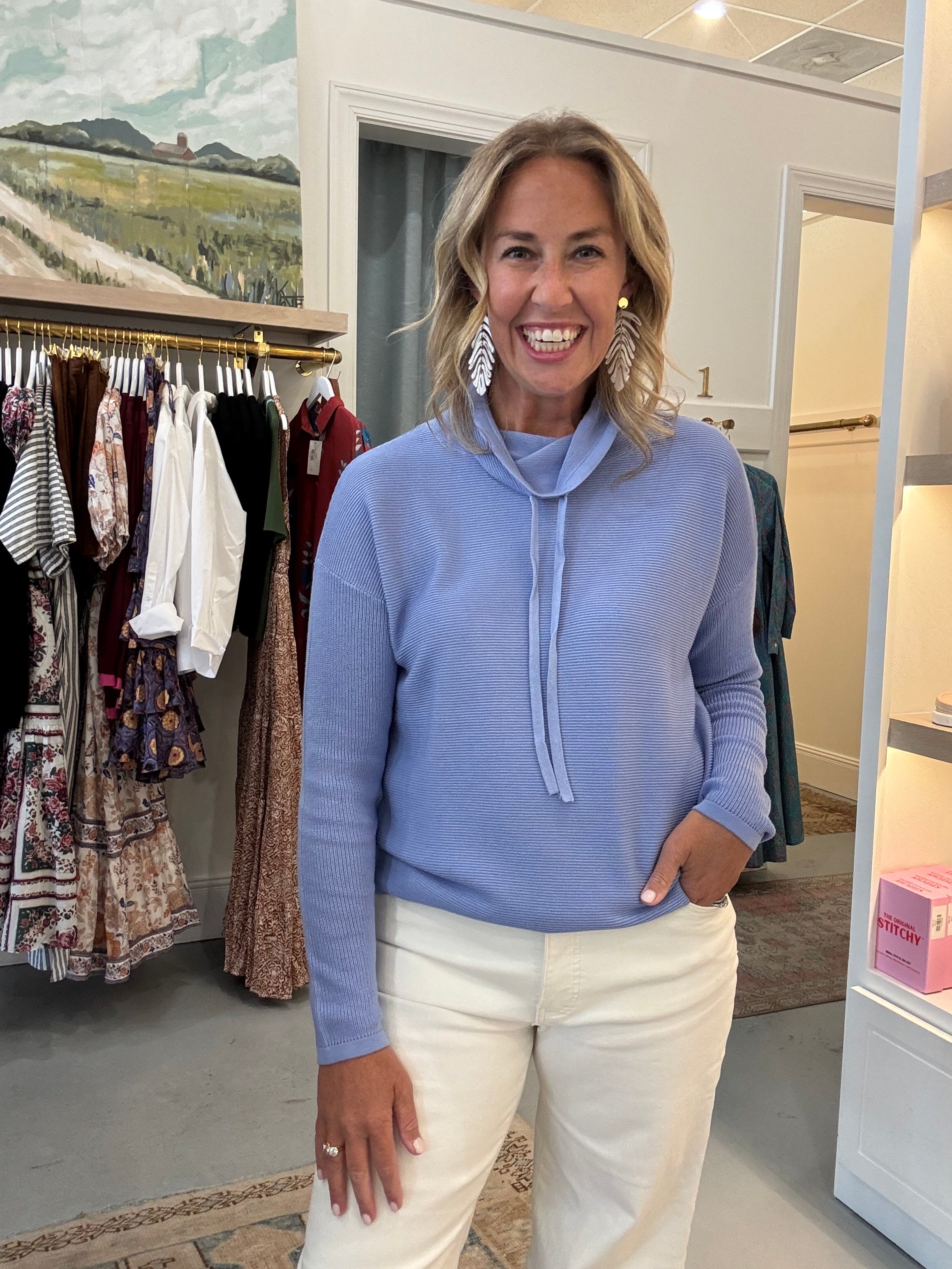 Waffle Stitch Funnel Neck | Iris
