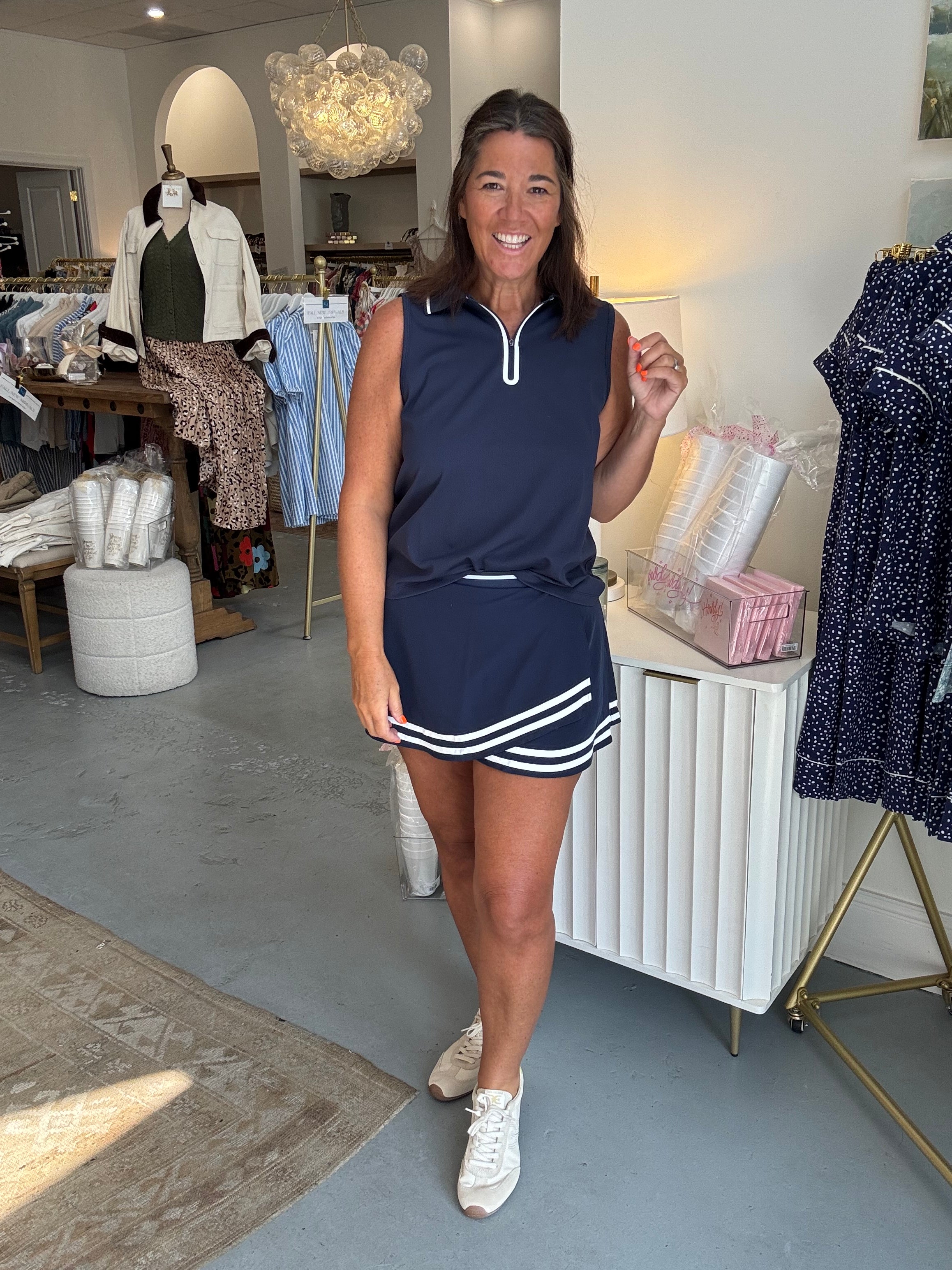 Sleeveless 1/4 Zip Polo I Mood Indigo