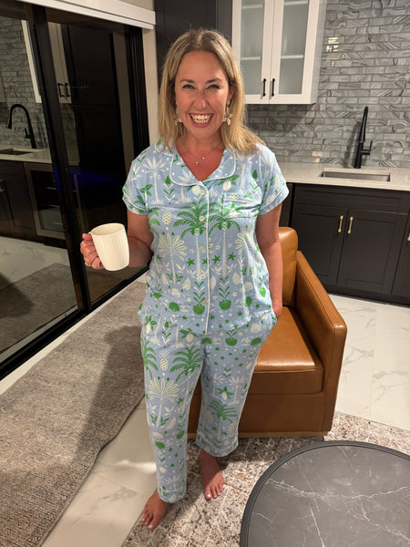 Tropicana Palm Pima Knit Capri Set | K. McCarthy