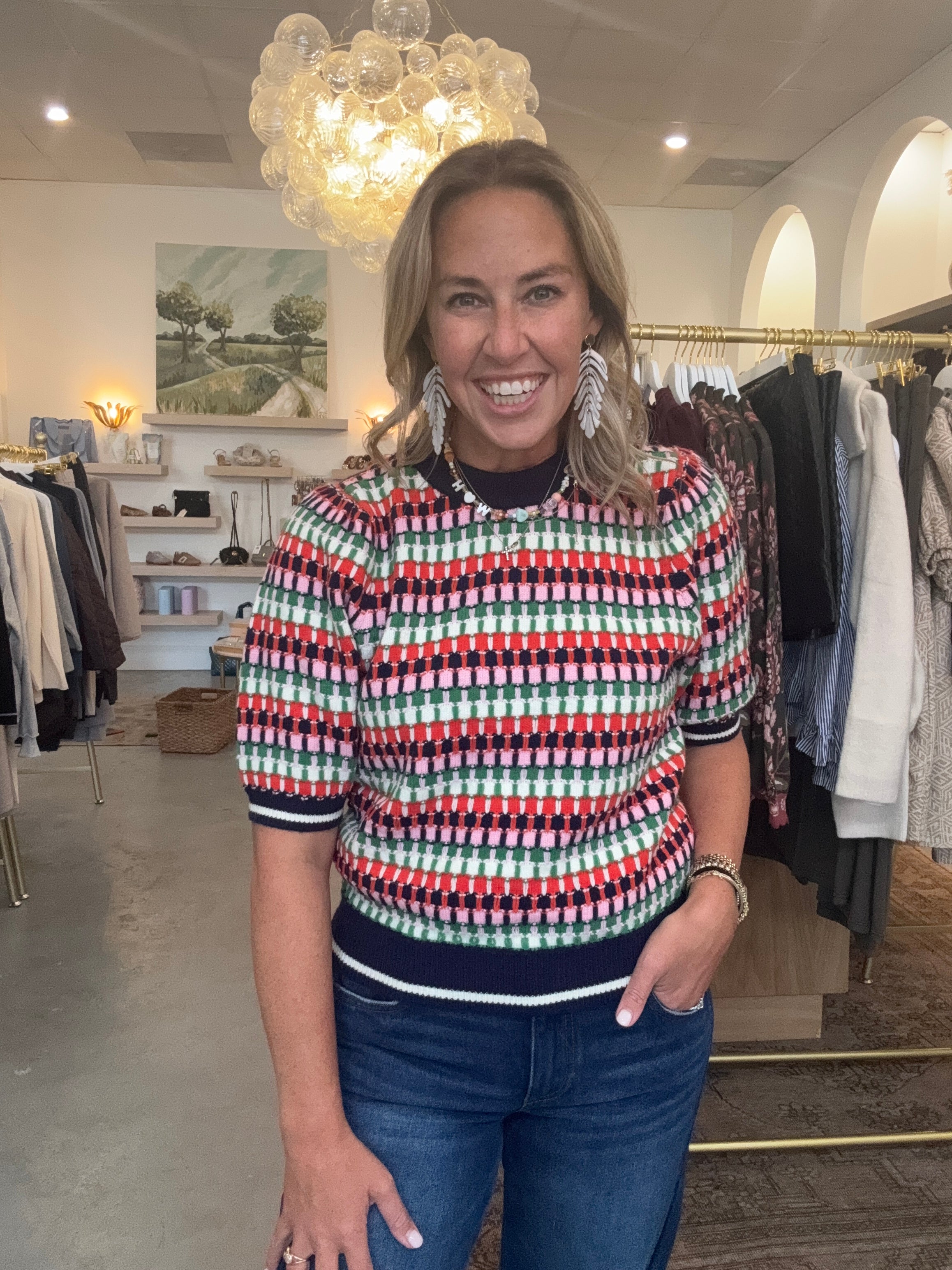 Elena Striped Knit Top
