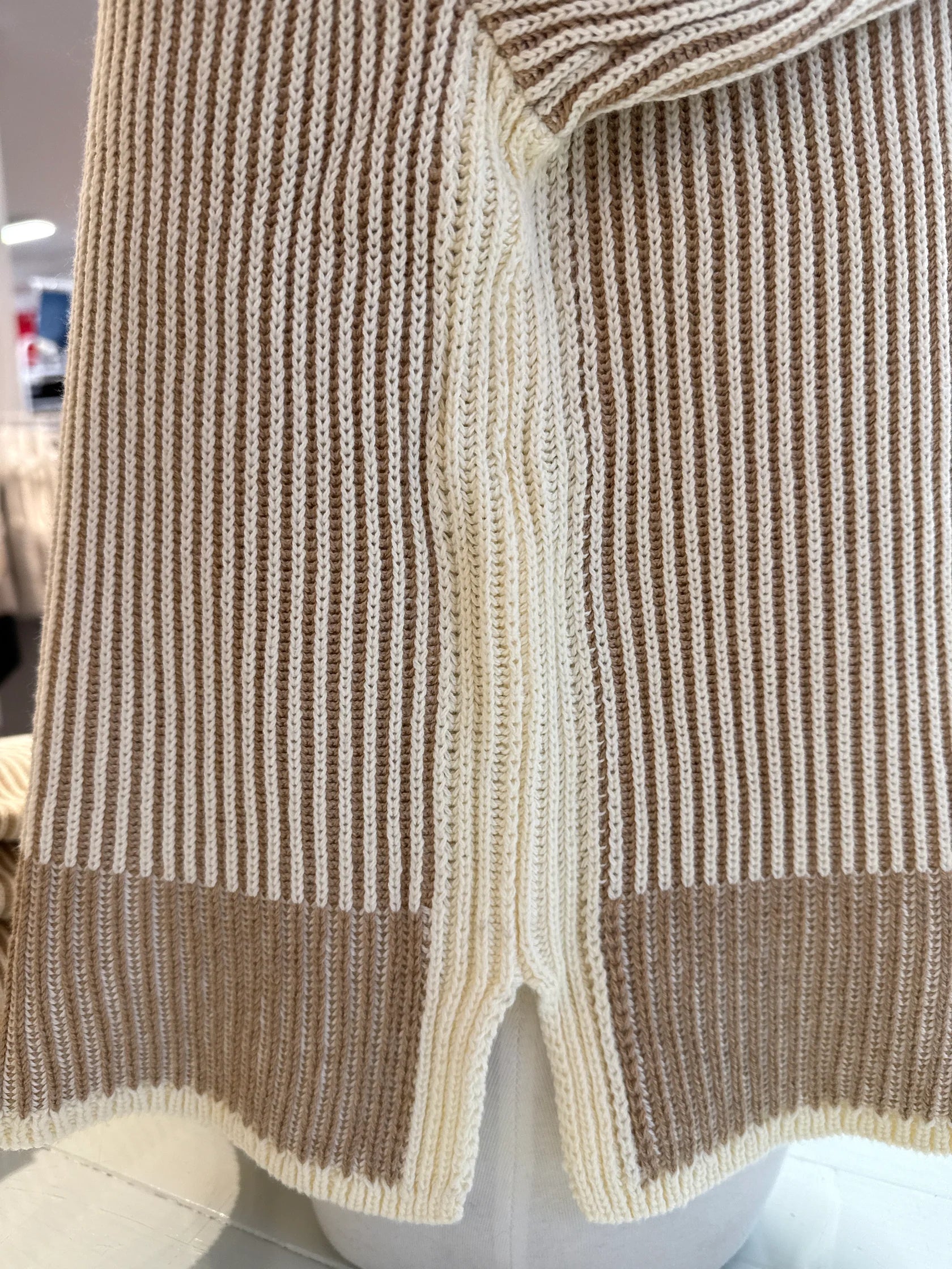 Two Toned Hooded Sweater | Camel