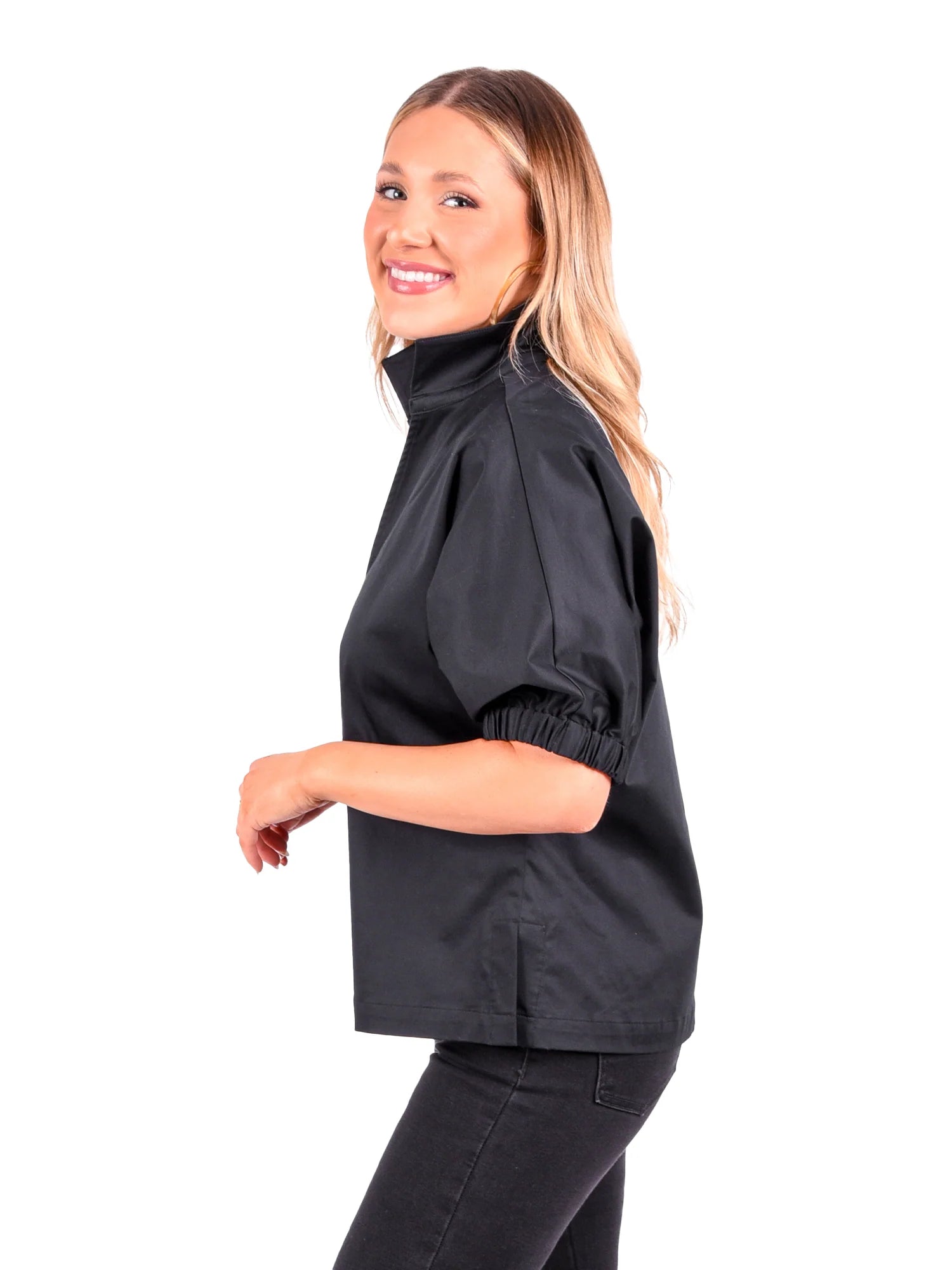 Poppy Top Black Cotton Poplin