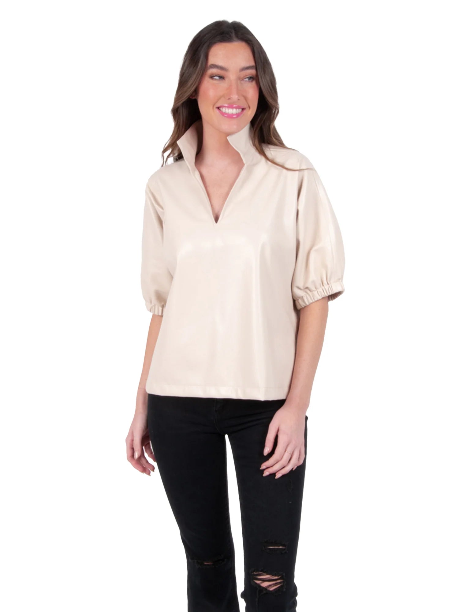 Poppy Top Sandshell Faux Leather