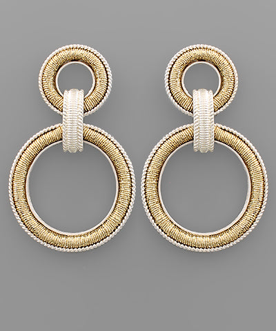 Metallic Thread Two Circle Earrings