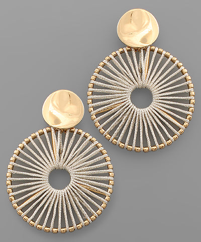Thread Wrapped Wide Circle Earrings