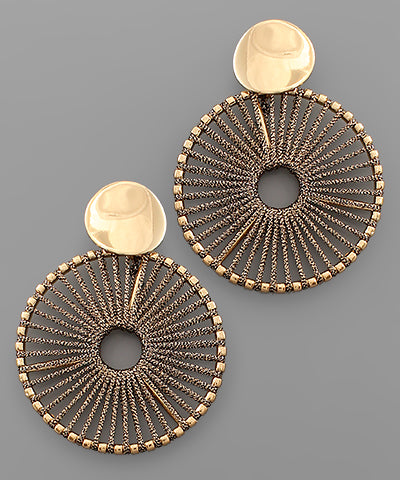 Thread Wrapped Wide Circle Earrings