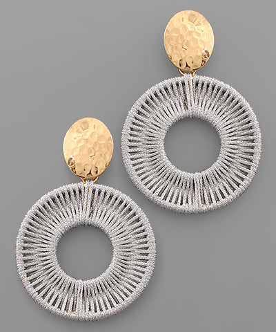Thread Wrapped Circle Earrings