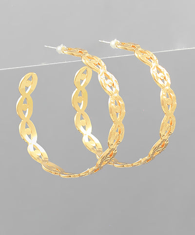 Hammered Multi Oval Hoops - Gold
