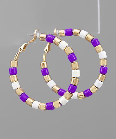 Color Coating Circle Hoops White/Purple