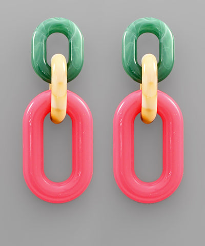 Color Acrylic Chain Drop Earrings