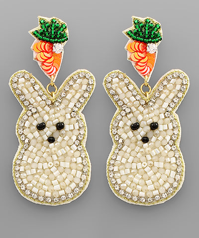 Easter Bunny Beads Earrings Ivory