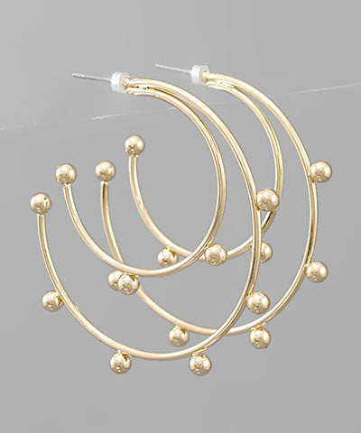 Two Ball Point Circle Hoops Gold