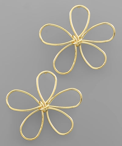 Wire Flower Earrings Gold