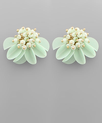 Sequin Half Flower Earrings Mint