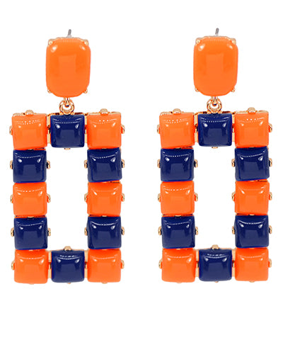 GAME DAY Color Square Earrings Orange/Navy