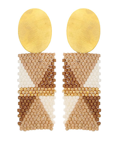 Bead Triangle Pattern Metal Earrings