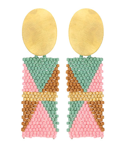 Bead Triangle Pattern Metal Earrings