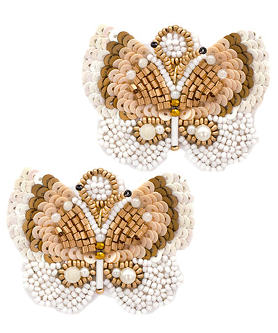 Sequin & Beads Butterfly Earrings