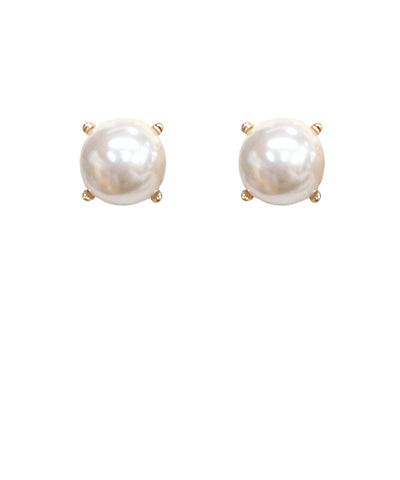 Glass Pearl Studs Earrings Cream/Gold