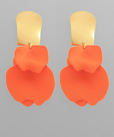 Color Coated Petal Fringe Earrings