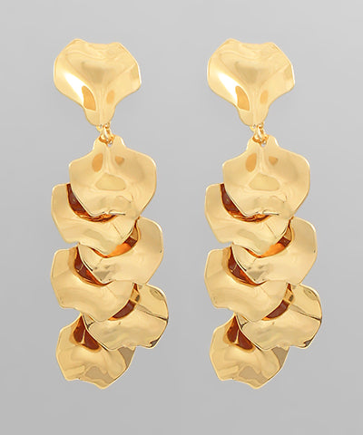 Connected 6 Petals Metal Drop Earring Gold