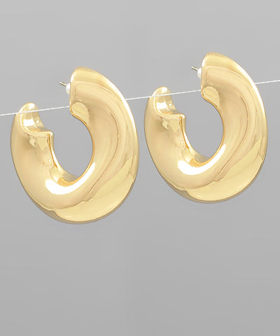 Curved Chunky Metal Open Hoops