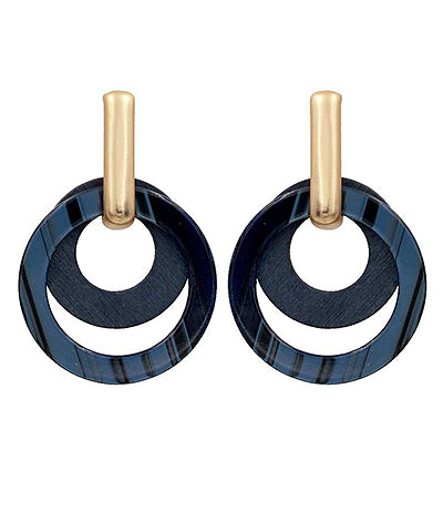 Layered Wood & Acrylic Circle Earrings