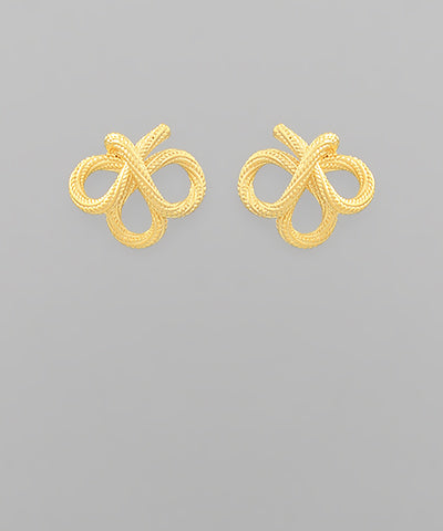 Textured Brass Knot Earrings