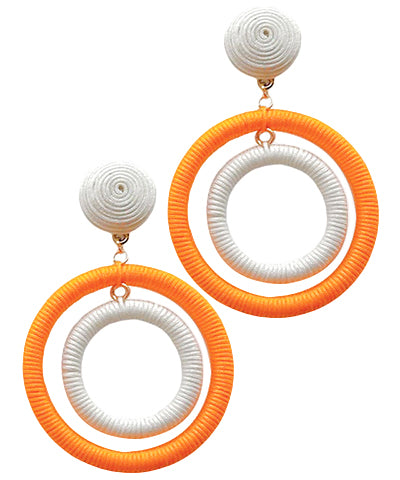 Wrapped Cord Double Circle Earrings