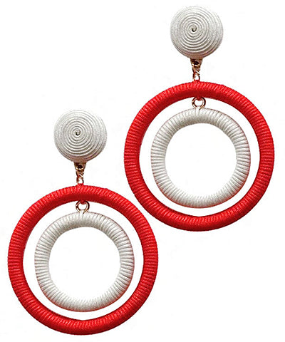 Wrapped Cord Double Circle Earrings