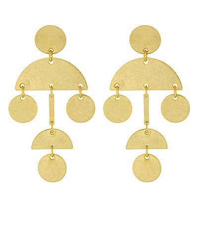 Brass Geometric Shape Drop Earrings