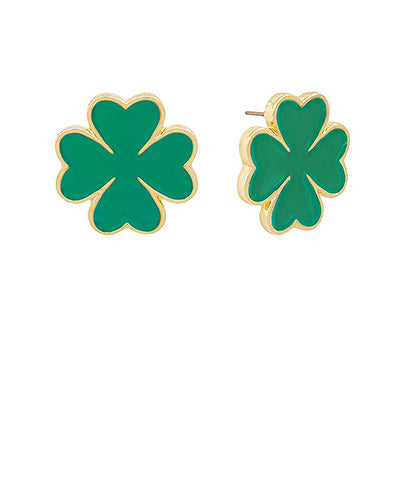 St. Patrick's Day Clover Epoxy Earrings - Green