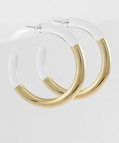 Acrylic & Metal Hoops - Clear/Gold