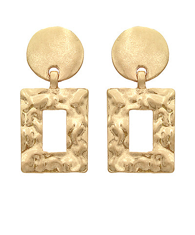 Round & Textured Open Square Earrings - Vintage Gold