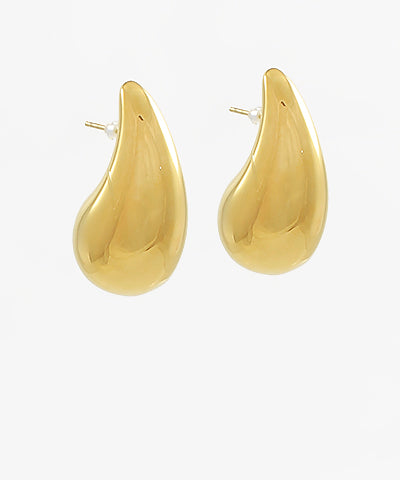 Puffy Teardrop Stainless Steel Earrings Gold