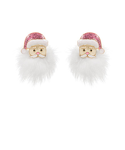 Santa Pom Beard Earrings | Pink/Gold