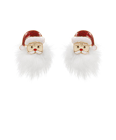 Santa Pom Beard Earrings | Red/Gold