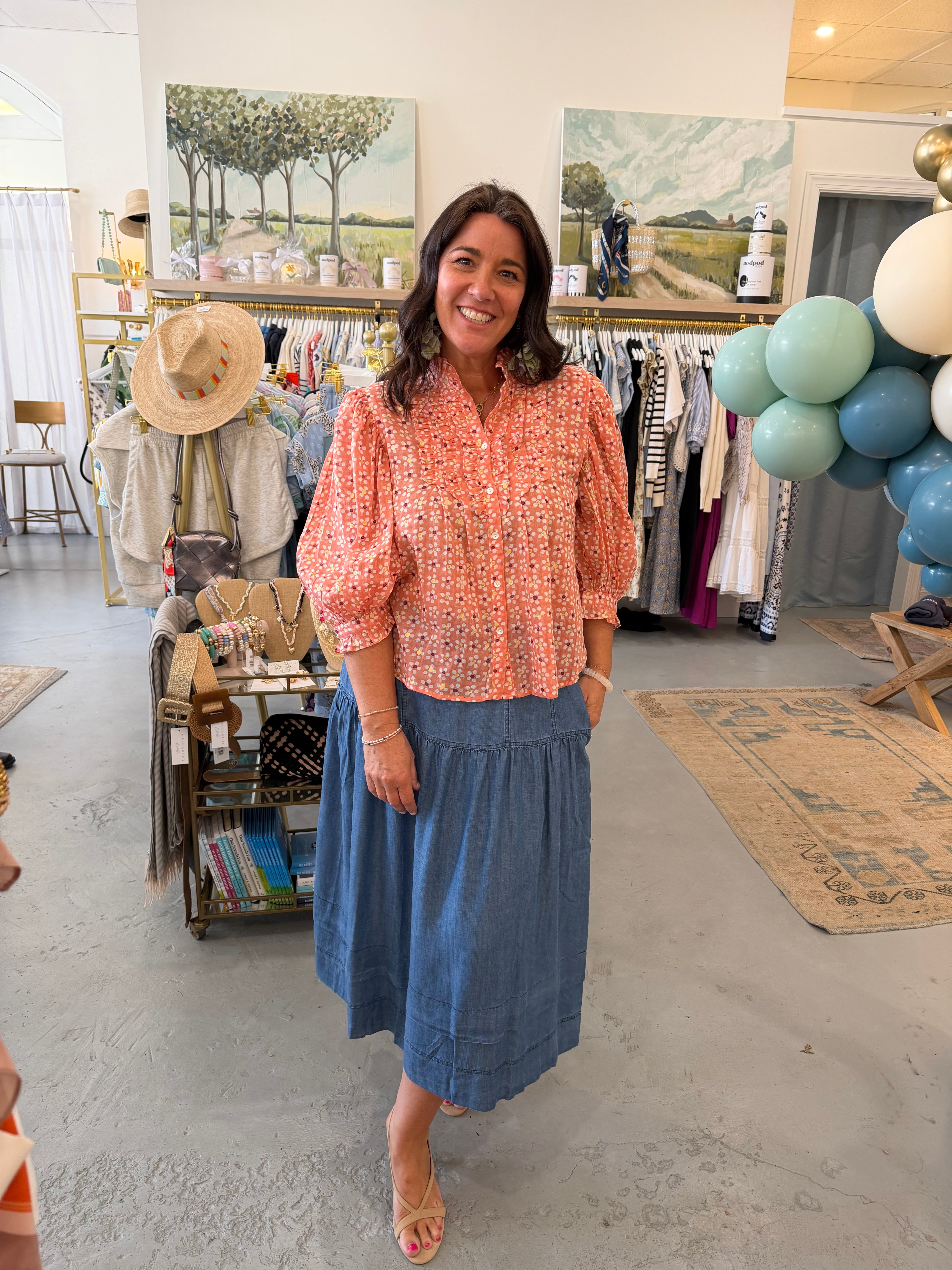 Ruffle Front Button Blouse | Aster Pink