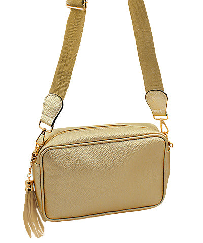 Solid Rectangle Crossbody Bag Gold