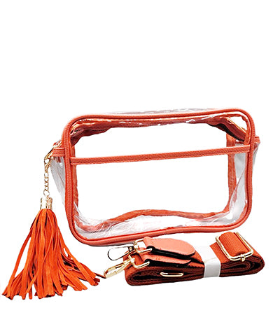 Color Trim Clear Rectangle Crossbody