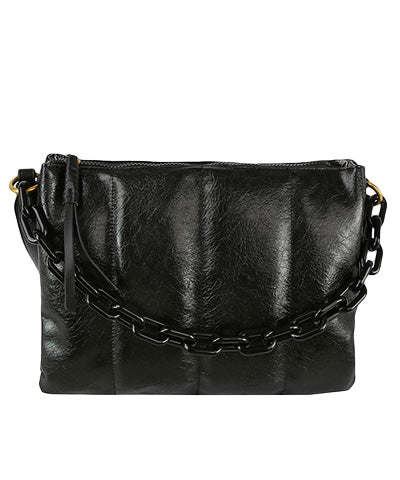 Medium Channeled Handbag -  Black