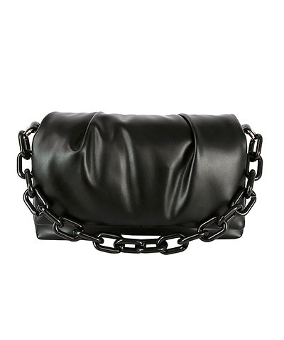 Rectangle Flapover Handbag - Black