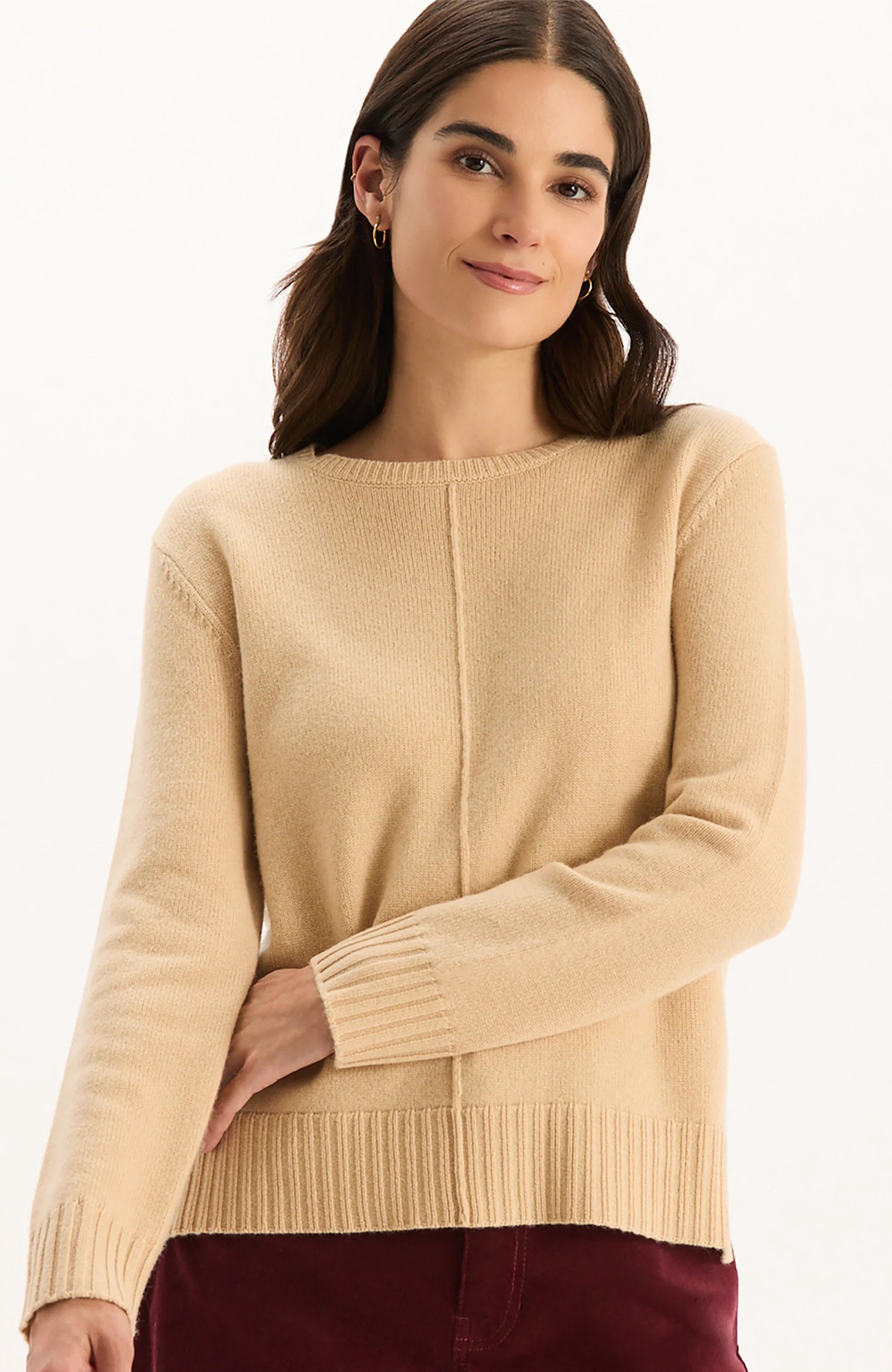 Cashmere Center Stitch Sweater | Eggshell