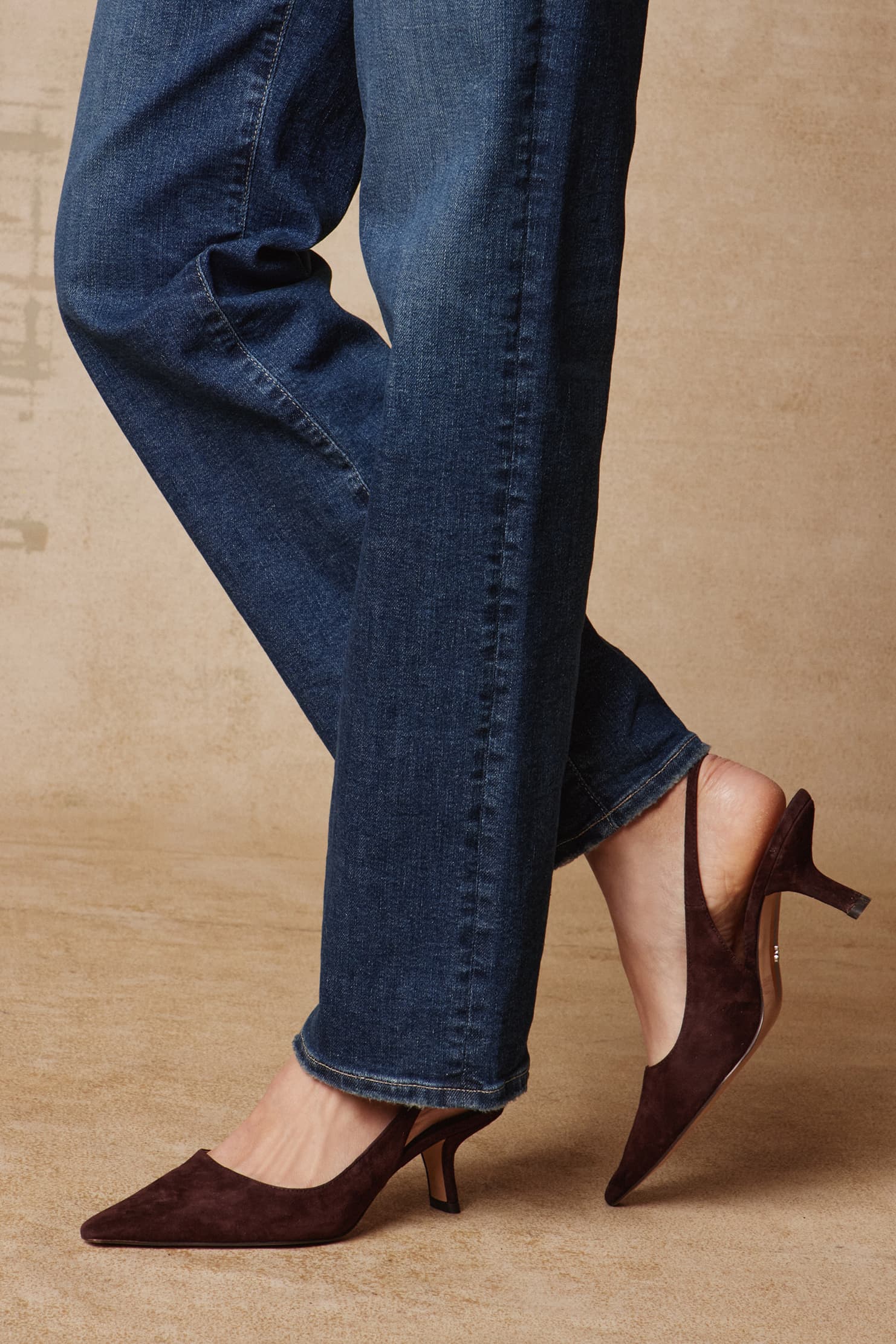 Sam Edelman Bianka slingback pumps in dark brown suede with kitten heel